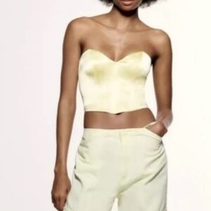 Zara Strapless Satin Corset Bustier Top Size Small